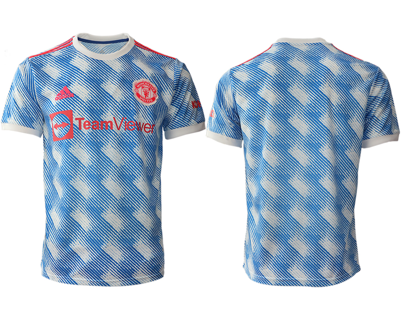 Men 2021-2022 Club Manchester United away aaa version blue blank Soccer Jersey